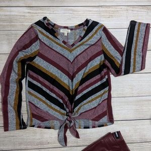 Monteau Stripe Front Tied Top